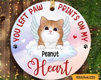 Personalized Cat Memorial Paw Prints Circle Ornament, Memorial Gift, Cat Lovers Gift ,Gift For Cat Owner Gift, Christmas In Heaven - Thegiftio UK