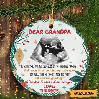 Personalized Christmas Gift From The Bump Can’t Wait To Meet You Ceramic Ornament, New Granddad Gift, Gift From Bump, New Parent Gift - Thegiftio UK