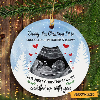 Personalized Christmas Gift For Dad To Be Ultrasound Sonogram Snuggled Ornament, New Dad Gift, First Time Dad Gift, Expecting Dad Gift - Thegiftio