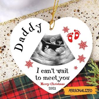 Personalized Christmas Gift For Daddy To Be Can’t Wait To Meet You Ornament, Bump's First Christmas, New Dad Gift, First Time Dad Gift - Thegiftio