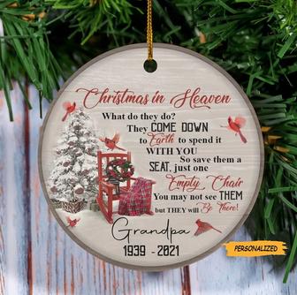 Personalized Christmas in Heaven Ornament, Memorial Christmas Ornament, Empty Chair Ornament, Christmas Decor, Christmas Tree Decorations - Thegiftio
