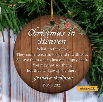 Personalized Christmas in Heaven Ornament, Christmas Memorial Ornament, Loss of Loved One, Memorial Keepsake, Memorial Gift, Sympathy Gift - Thegiftio UK