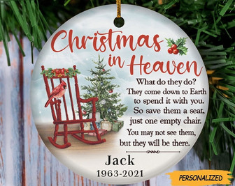 Personalized Christmas In Heaven Ornaments, Custom Memorial Gifts, Memorial Christmas Gift, Bereavement Gift, Remembrance Gift - Thegiftio UK