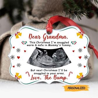 Personalized This Christmas I’m Snuggled Warm & Safe In Mommy’s Tummy Ornament, Gift For Grandma To Be, New Grandma Gift, Gift From Bump - Thegiftio UK