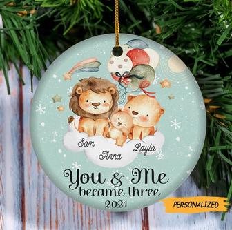 Personalized Christmas Ornament, New Baby Gift, You And Me Became Three, Family Ornament, New Mom And Dad Ornament, New Parent Gift - Thegiftio UK