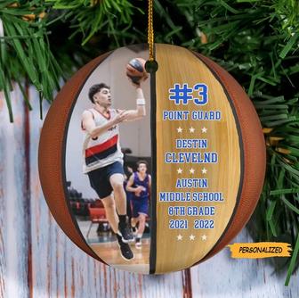 Personalized Custom Basketball Christmas Ornament, Upload Photo, Christmas Gift Idea For Son, Basketball Lover, Boyfriend, Basketball Player - Thegiftio UK