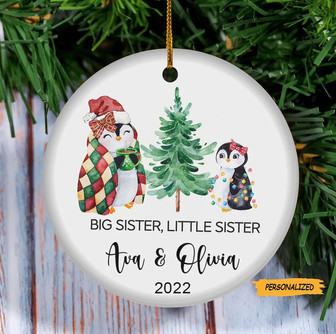 Personalized Custom Big Sister Little Brother Christmas Ornament, Sibling Announcement New Sister Gift, Newborn Gift For Parents - Thegiftio
