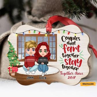 Personalized Custom Christmas Couple Ornament, Christmas Gift Idea For Couple, Couples That Fart Together Stay Together, Christmas Ornament - Thegiftio UK