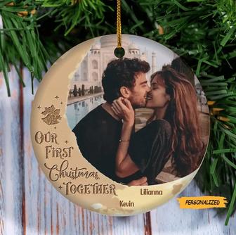 Personalized Custom Couple Christmas Ornament, Upload Couple Photo, Our First Christmas Together, Anniversary Couple Gift, Christmas Gift - Thegiftio UK