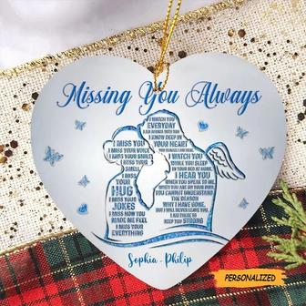 Personalized Custom Couple Heart Ornament, Memorial Gift For Couple, I Miss Your Everything, Remembrance Ornament, Memorial In Heaven - Thegiftio UK