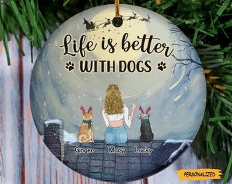 Personalized Custom Dog Mom Ornament, Christmas Gift For Dog Lovers, Life Is Better With A Dog, Gift For Dog Owner, Custom Girl And Dog Gift - Thegiftio UK