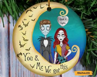 Personalized Custom Halloween Couple With Moon Circle Ornament, Gift Idea For Halloween, When We’re Together Every Night Is Halloween - Thegiftio UK