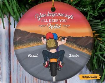 Personalized Custom Riding Couple Circle Ornament, Gift Idea For Biker Couple/ Christmas, We Ride Together We Die Together, Couple Gift - Thegiftio UK