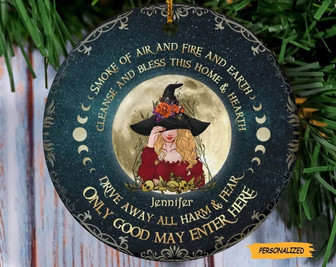 Personalized Custom Witch Circle Ornament, Gift Idea For Halloween, Christmas, Only Good May Enter Here, Gift For Her, Halloween Gift - Thegiftio