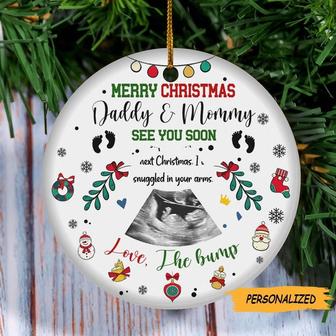 Personalized Daddy And Mommy Merry Christmas See You Soon Ornament. Ultrasound Photo Gift for New Parents, New Parents Gift - Thegiftio UK