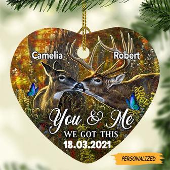 Personalized Deer Hunting Couple We Got This Heart Ornament, Anniversary Gift, Gift For Couple, Custom Couple Gift, Deer Hunting Ornament - Thegiftio