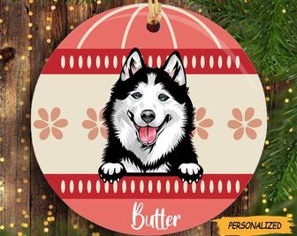 Personalized Dog Christmas Circle Ornament, Gift for Dog Lovers, Dog Owner Gift, Pet Lover Gift, Custom Dog Gift, Gift Christmas From Owner - Thegiftio UK