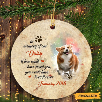 Personalized Dog Memo In Our Heart Circle Ornament, Dog Memorials Round Shape Ornament, Dog Memorial Gift, Custom Photo Dog Memorial Gift - Thegiftio