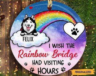 Personalized Dog Memorial Rainbow Bridge Circle Ornament, Dog Memorial Gift, Pet Lover Gift, Custom Dog Memorial Gift, Custom Dog Ornament - Thegiftio UK