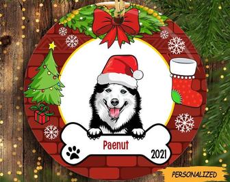 Personalized Dog Wreath Christmas Circle Ornament, Gift for Dog Lovers, Dog Owner Gift, Pet Lover Gift, Custom Dog Christmas Ornament - Thegiftio UK
