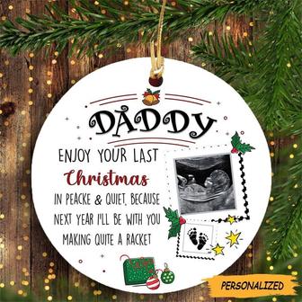 Personalized Gift For Daddy To Be I Can’t Wait To Meet You Circle Ornament, Bump's First Christmas, New Dad Gift, Expecting Dad Gift - Thegiftio
