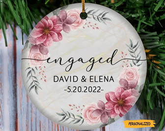 Personalized Engagement Ornament, Ceramic Engaged Ornament, Engaged Christmas Ornament, Engagement Gift, Engagement Party Gift, Couple Gift - Thegiftio UK