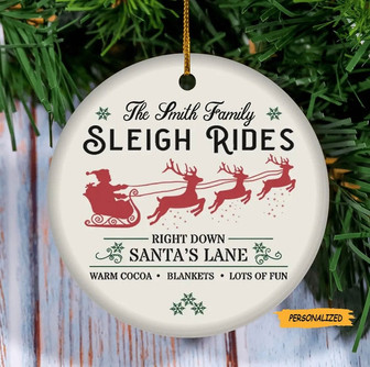 Personalized Family Christmas Ornament, Sleigh Rides Ornament, Custom Family Ornament, Custom Holiday Ornament, Family Gift, Christmas Gift - Thegiftio UK