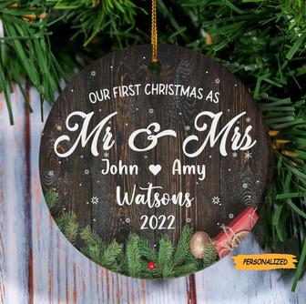Personalized Our First Christmas Married Ornament, Our First Christmas as Mr and Mrs Ornament, Married Christmas Ornament, Gift For Couple - Thegiftio UK