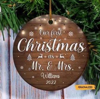 Personalized Our First Christmas as Mr and Mrs Custom Ornament, Married Christmas Ornament, First Christmas Married Ornament, Couple Gift - Thegiftio UK