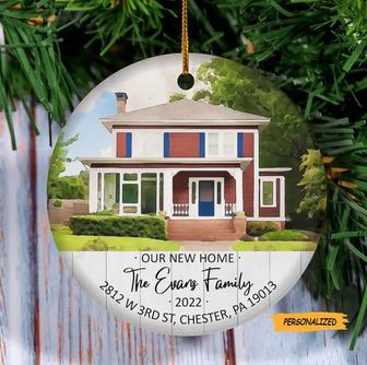 Personalized First Christmas In Our New House Ornament, Personalized New Home Photo Ornament, Custom Watercolor House, Housewarming Gift - Thegiftio UK