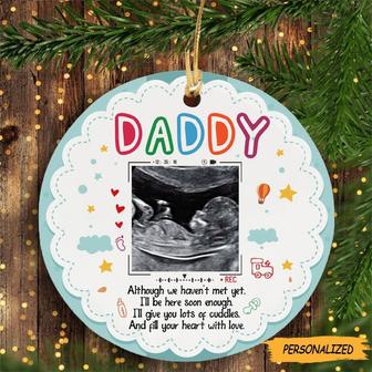 Personalized Gift For Dad To Be From Bump We Haven’t Met Yet Circle Ornament, New Dad Gift, First Time Dad Gift, Gift From Bump - Thegiftio UK