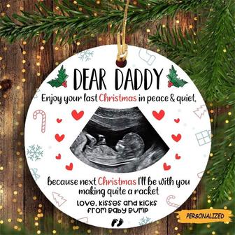 Personalized Gift For Dad To Be Next Christmas I’ll Be With You Making Quite A Racket Ornament, Bump's First Christmas, New Dad Gift - Thegiftio UK