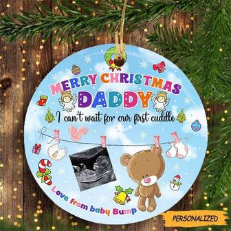 Personalized Gift For Daddy To Be Merry Christmas Can’t Wait For Our First Cuddle Ornament, New Dad Gift, Gift From The Bump - Thegiftio