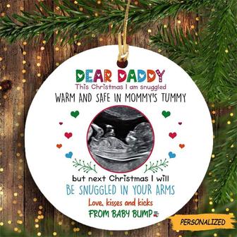 Personalized Gift For Future Daddy Love, Kisses And Kicks Custom Sonogram Photo Ornament, New Dad Gift, First Time Dad Gift, Gift From Bump - Thegiftio UK