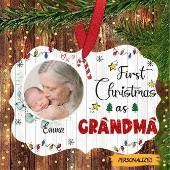 Personalized Gift For Grandma First Christmas As Grandma Medallion Ornament, Gift For Grandma, New Grandma Gift, Gift From Baby - Thegiftio UK