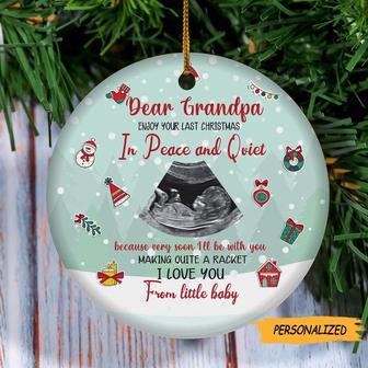 Personalized Grandpa Very Soon I’ll Be With You Making Quite A Racket Ornament, Sonogram Photo Gift for Grandpa to be, New Granddad Gift - Thegiftio UK
