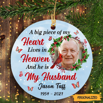 Personalized Memorial Cardinal Gift My Husband In Heaven Ornament, Memorial Gift, Gift For Husband, Remembrance Ornament, Photo Ornament - Thegiftio UK