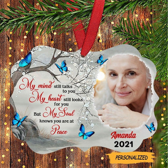 Personalized Memorial Mom Butterfly Benelux Ornament, Memories In Heaven, Bereavement Gift, Custom Memorial Photo Ornament, Gift For Mom - Thegiftio