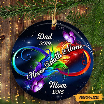 Personalized Memorial Mom Dad Circle Ornament, Gift For Mom, Memorial Gift Dad, Remembrance Gift, Bereavement Gift, Custom Memorial Ornament - Thegiftio