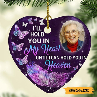 Personalized Memorial Mom Dad In My Heart Ornament, Memories In Heaven, Bereavement Gift, Custom Memorial Photo Ornament, Remembrance Gift - Thegiftio