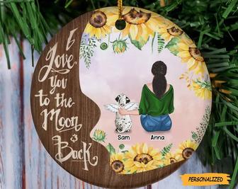 Personalized Memorial Sunflower Dog Mom Ornament, Memorial Gift Idea For Dog Lover, Dog Loss, I Love You To The Moon And Back,Dog Owner Gift - Thegiftio UK