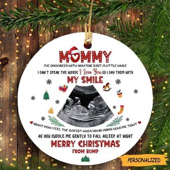 Personalized Merry Christmas From The Bump Ornament, Custom Sonogram Photo Gift for Mommy to be, New Mom Gift, Expecting Mom Gift - Thegiftio