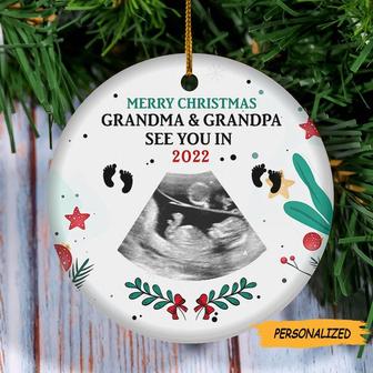 Personalized Merry Christmas Sonogram Photo Ornament, Gift For Grandma to be, Grandpa to be, New Grandparents Gift, First Time Grandparents - Thegiftio UK