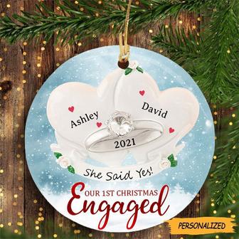 Personalized Newly Engaged Christmas Ornament, Engagement Gift For Fiancee Ornament, She Said Yes! Ornament, Anniversary Gift, Couple Gift - Thegiftio