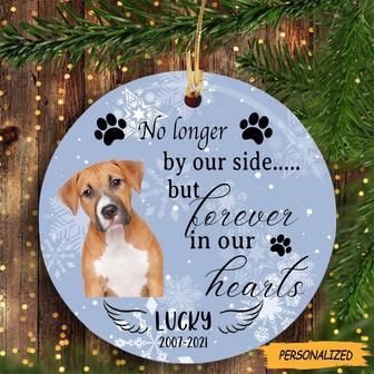 Personalized No Longer By Our Side But Forever In Our Hearts Ornament, Custom Dog Memorial Gift, Dog Memorial Gift,Custom Photo Dog Ornament - Thegiftio UK