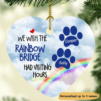 Personalized Pet Memorial Rainbow Heart Ornament, Pet Lovers Gift, Christmas In Heaven, Memorial Gift, Custom Pet Ornament - Thegiftio