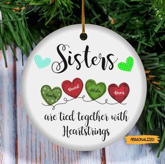 Personalized Sisters Christmas Ornament, Custom Sister Gift Idea, Cute Personalized Gift for Sisters, Sister Heartstrings Christmas Ornament - Thegiftio UK