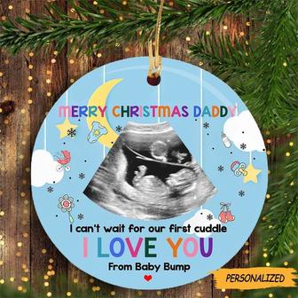 Personalized Sonogram Photo Gift For Future Daddy Merry Christmas Daddy I Love You Ornament, Bump's First Christmas, New Dad Gift - Thegiftio