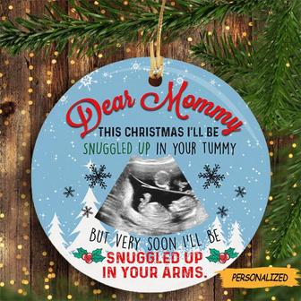 Personalized Sonogram Photo Gift For Future Mom Merry Christmas Mom I Love You Ornament, new mom gift, Bump's First Christmas - Thegiftio
