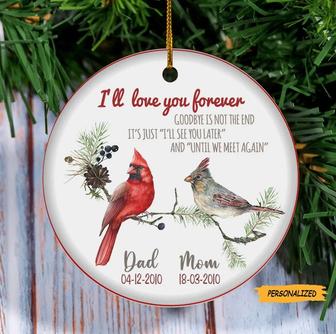 Red Cardinal Memorial Ornament, Personalized In Memory Ceramic Ornament, Memory Gift For Dad And Mom, Sympathy Gift, Remembrance Gift - Thegiftio UK